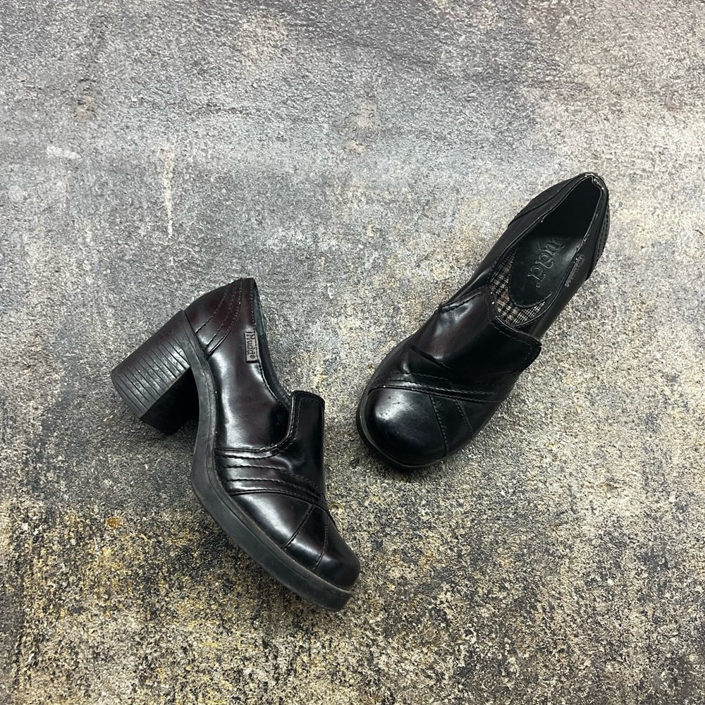 Vtg 2000’s Cute Mudd Black leather Mary Jane Chunky Square toe heels